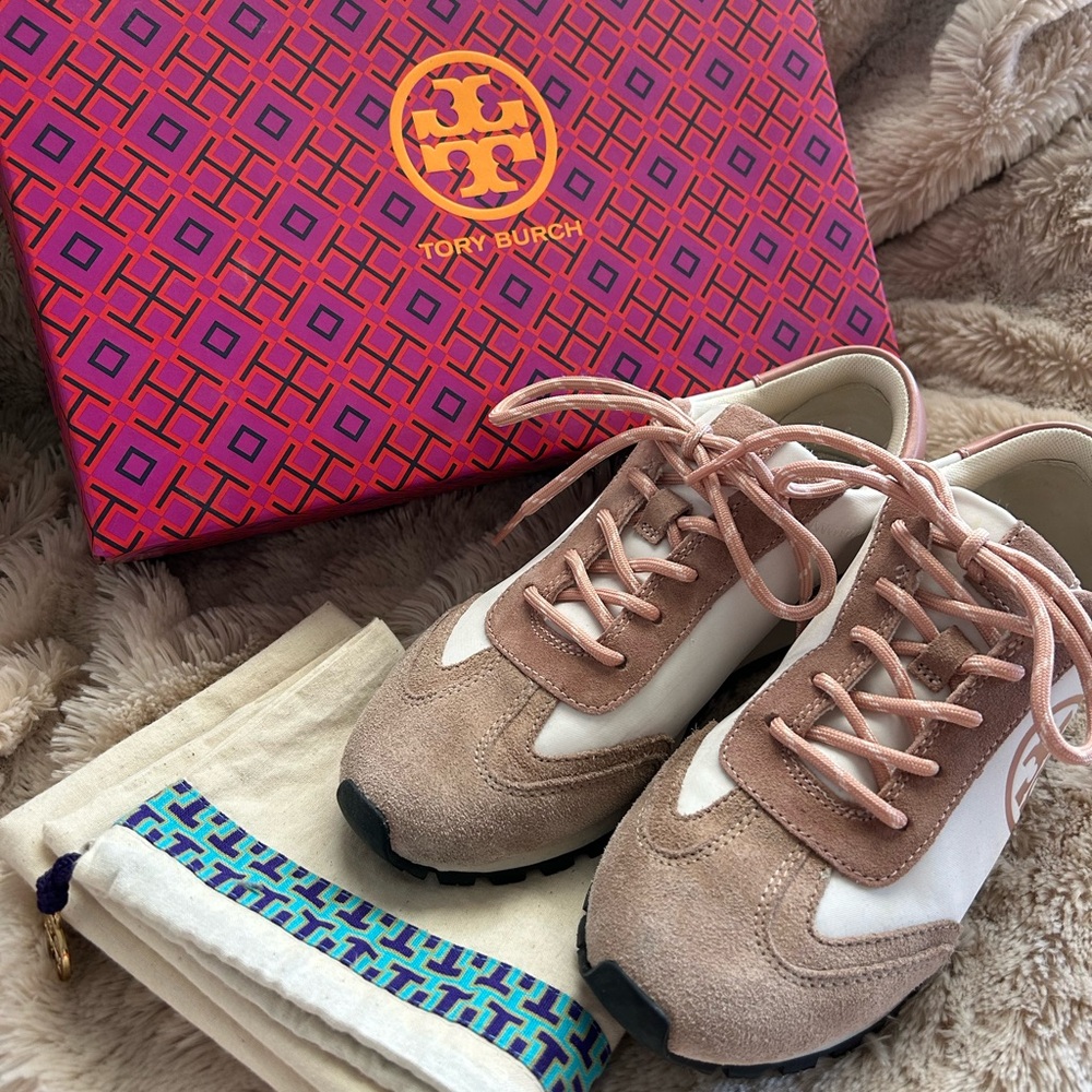 Tory Burch Women's Blush Pink and White Sneakers
